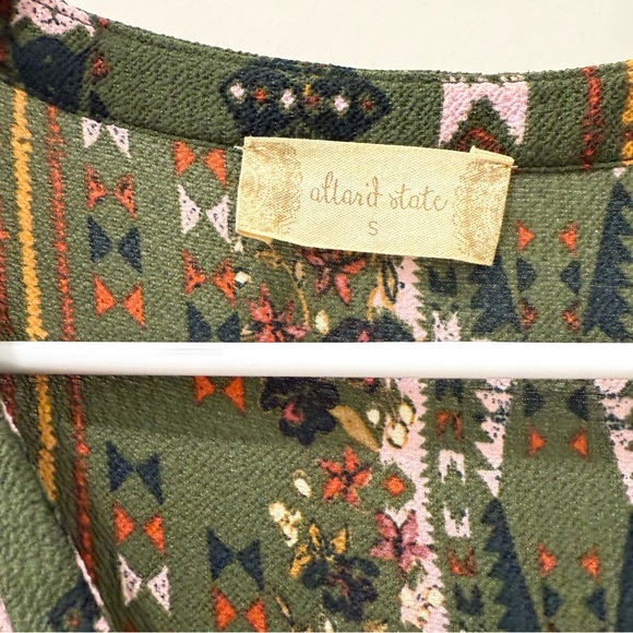 Altar'd State Fall Boho Maxi Dress Small Olive Green Bell Sleeve Minor Flaws - Picture 3 of 8